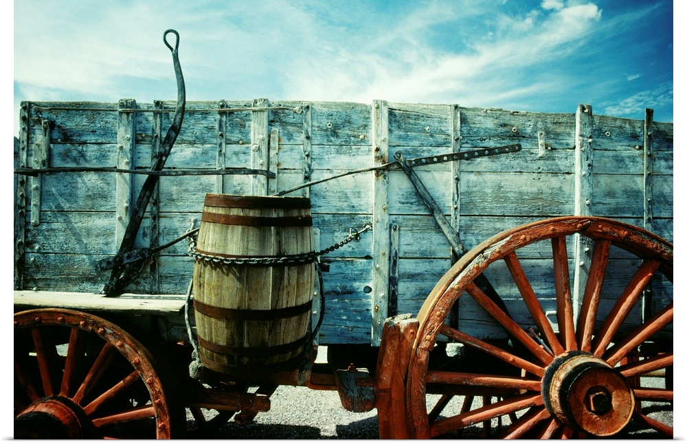 Old wagon and barrel