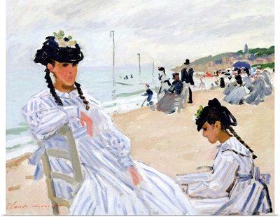 On The Beach At Trouville By Claude Monet