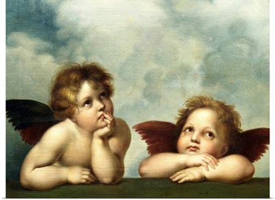 Painting Of Cherubim After A Detail Of Sistine Madonna By Raphael