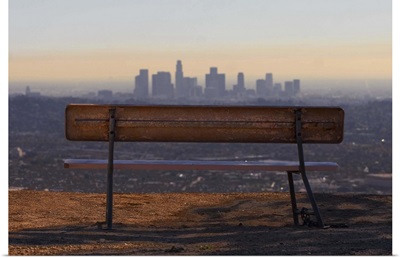 Park Bench Overlooking Downtown L.A. Skyline