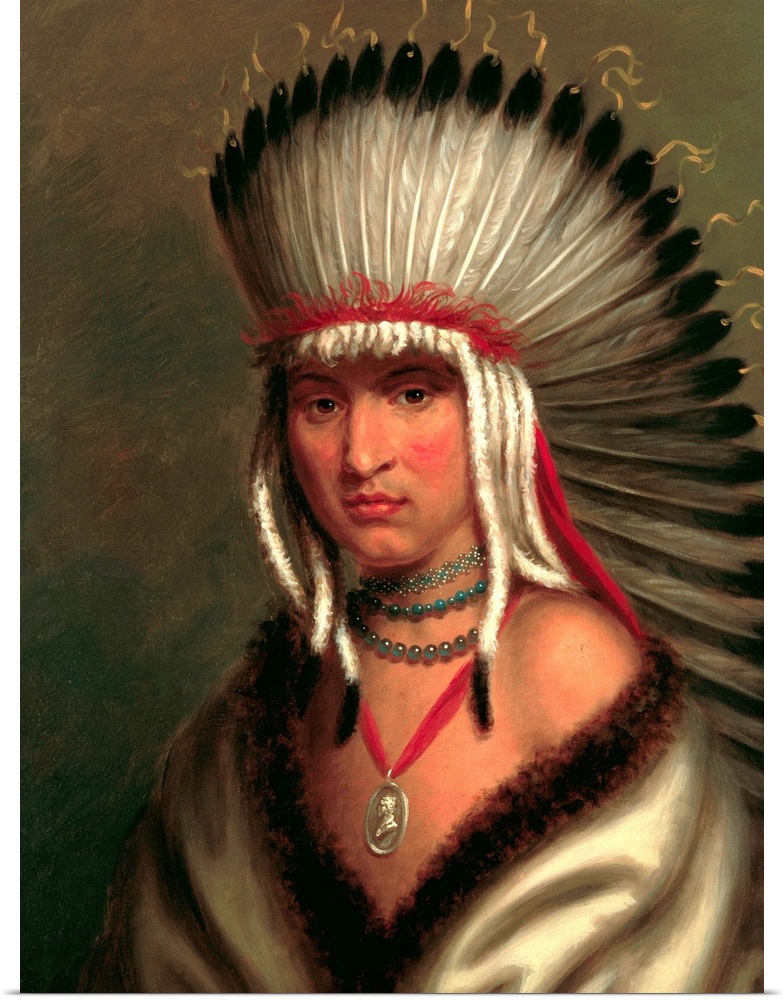 Petalesharo (Generous Chief) a chief of the Pawnee tribe. Painting from circa 1822, oil on panel, 44.4 x 35.1 cm (17.48 x ...