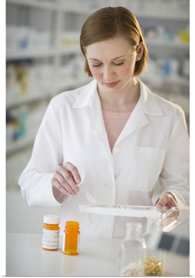 Pharmacist preparing medicine