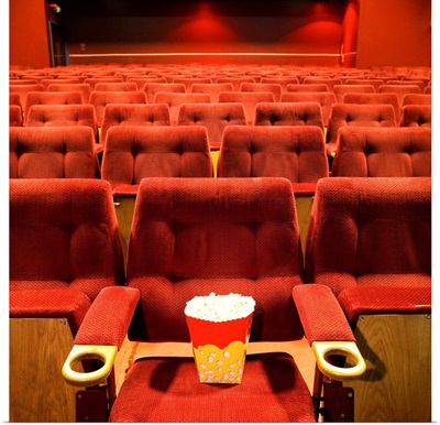 Popcorn on the seat in a cinema