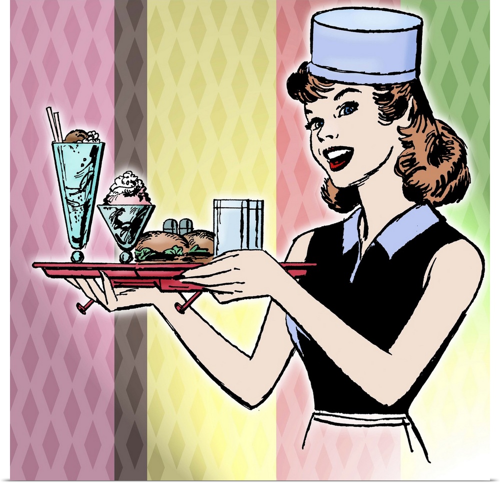 Portrait of 1950s waitress