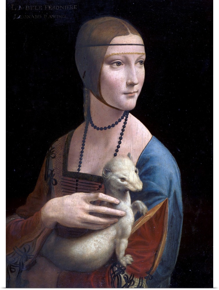 Portrait of Cecilia Gallerani (Lady with the Ermine), also known as La Belle Feroniere. Circa 1488. Oil on wood, 54.8 x 40...