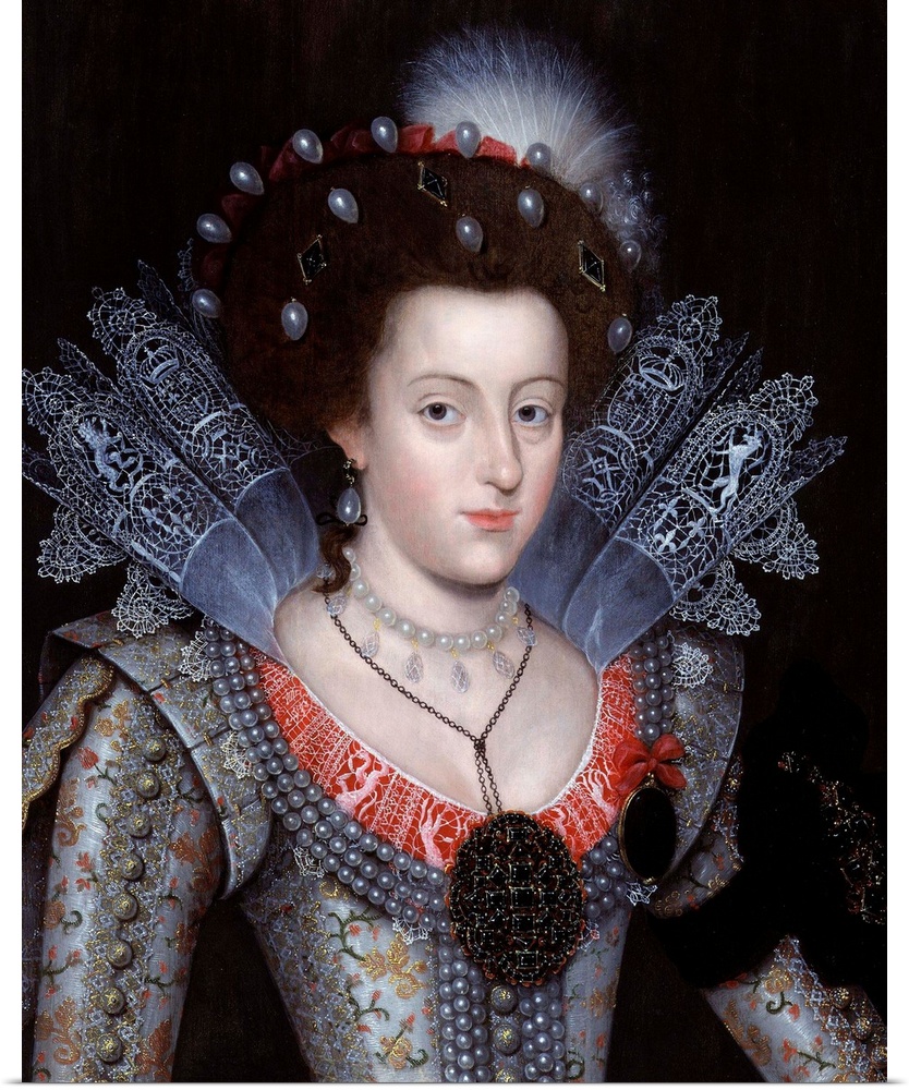Portrait of Elizabeth Stuart, Queen of Bohemia (called the Winter Queen) by an unknown artist, 1613, oil on canvas, Nation...