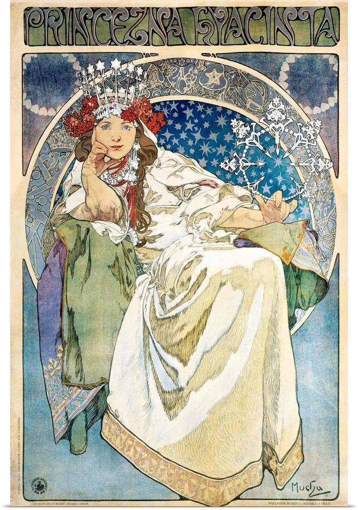 Poster of Alphonse Mucha (1860-1939) for the premiere performance of the Ballet La princesse Hyacinthe of Oskar Nedbal (18...