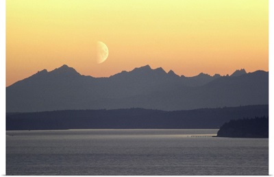 Puget Sound Moonset - Washington