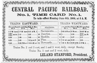 Railroad Timetable From 1864