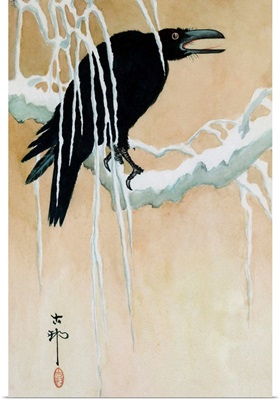 Raven On A Snowy Branch By Koson Ikeda