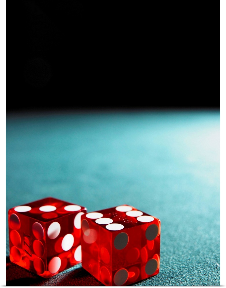 Red dice on table