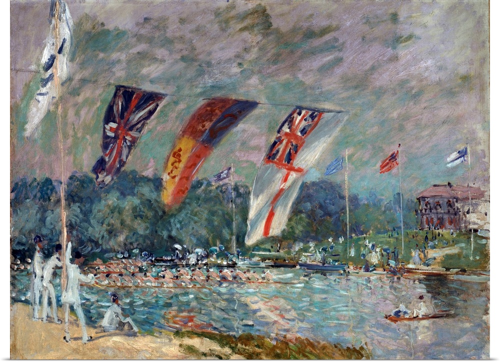 Regatta at Molesey, 1874 (oil on canvas) by Alfred Sisley - 1874 -66x91,5 cm Musee d'Orsay, Paris, France