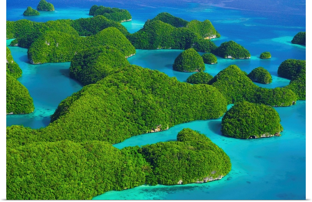 Made up of eroding limestone formations, the Rock Islands of Palau comprise 70 small islands and islets stretching for 20 ...