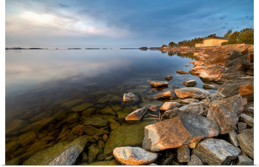 Rocks on shore line in Karlstad, Sweden.
