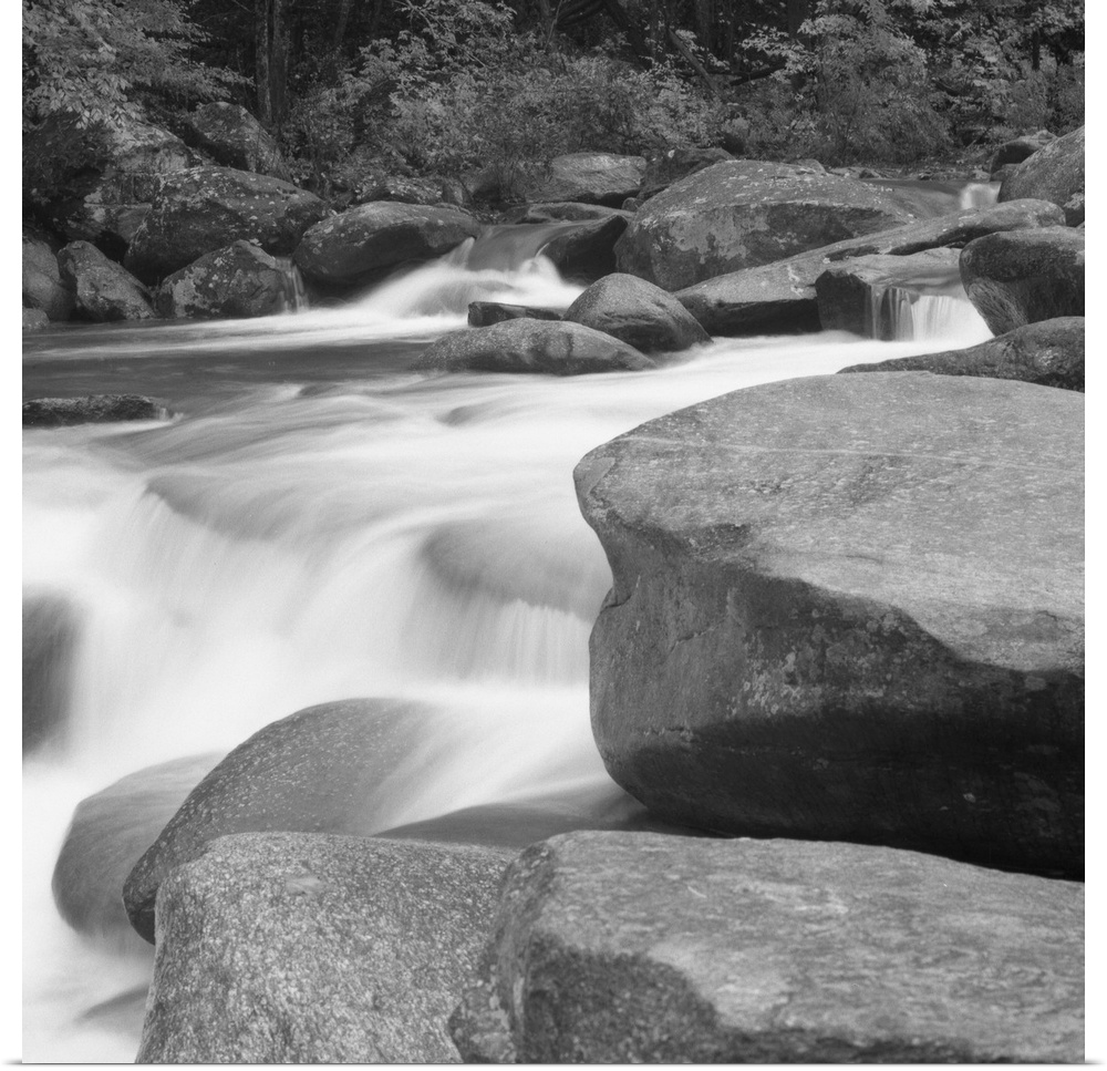 Rutheford County,North Carolina, Rocky Broad River with rocks and water falling downstream.