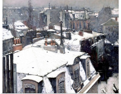 Rooftops In The Snow (Snow Effect) By Gustave Caillebotte