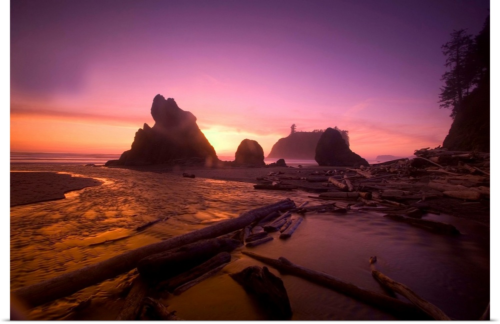 Ruby Beach In Olympic National Park At Sunset