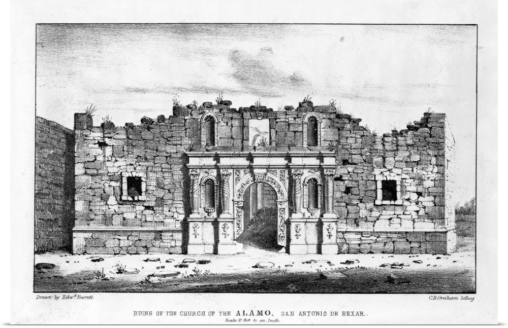 Ruins of the church of the Alamo, San Antonio de Bexar, 1845. | Location: San Antonio de Bexar, Mexico.