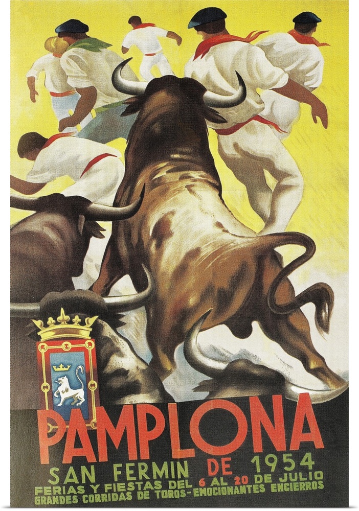 Running of the Bulls, Pamplona, Spain, San Fermin, 1954