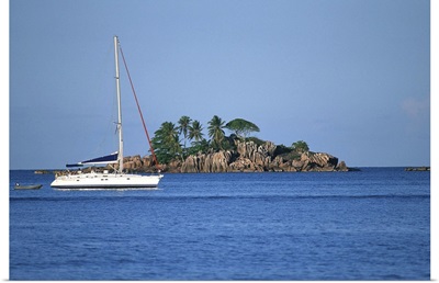 Sailboat in sea , Praslin , Seychelles