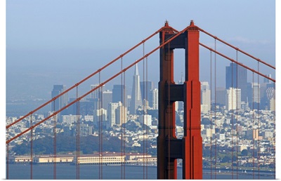 San Francisco seen trough Golden Gate Bridge.