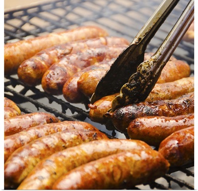 Sausages on barbeque