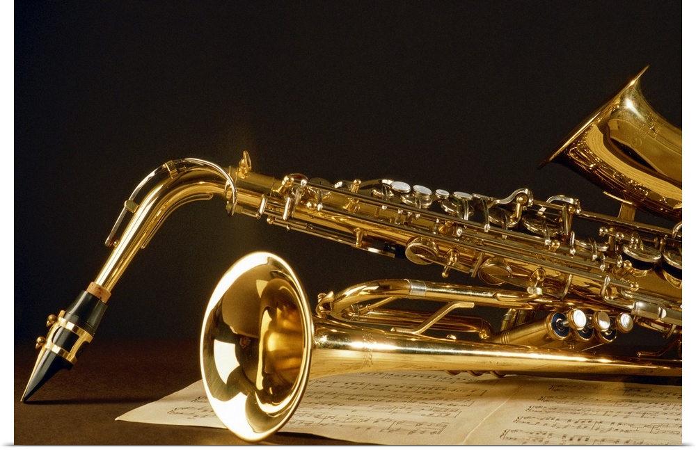 Saxophone with music sheet
