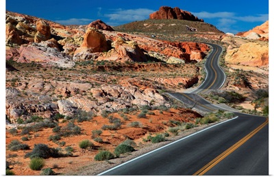 Scenic drive through Valley of Fire Nevada, USA.