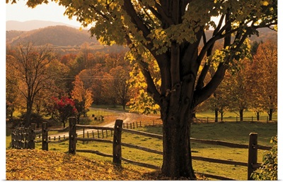 Scenic ranch in autumn , Woodstock, Vermont