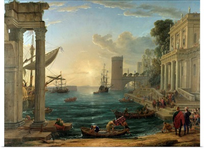 Seaport With The Embarkation Of The Queen Of Sheba By Claude Lorrain