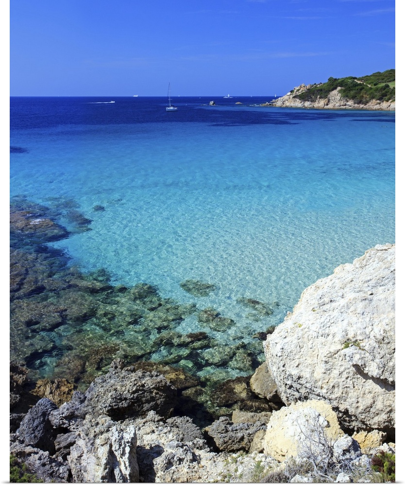 Seascape in summer at Grand Sperone beach near Bonifacio. Corsica, France