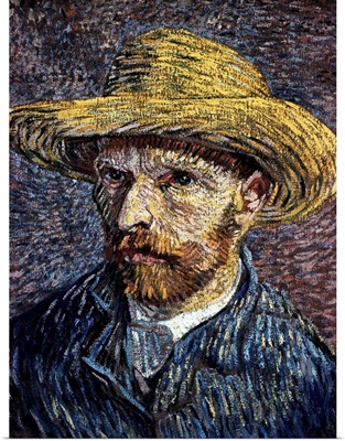 Self-Portrait With Straw Hat By Vincent Van Gogh