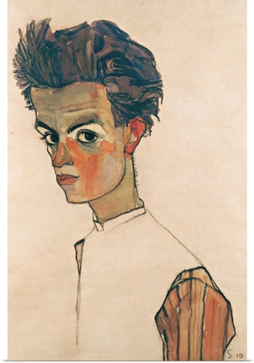 Self-Portrait With Striped Shirt By Egon Schiele