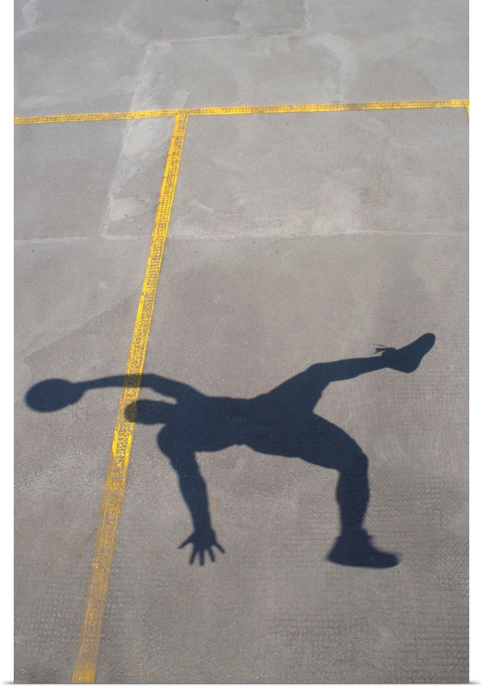 Shadow of basketball player jumping