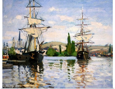 Ships Riding On The Seine At Rouen By Claude Monet