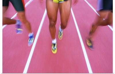 shot of athletes feet running