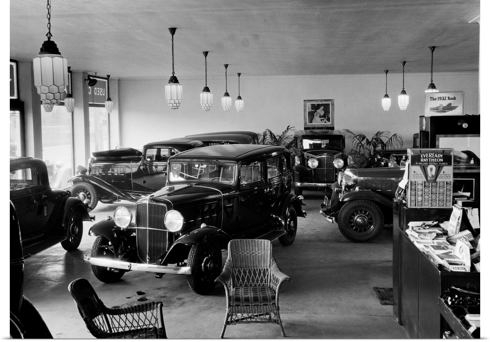 Automobile showroom showing Nash cars, Huntington, L.I., New York.