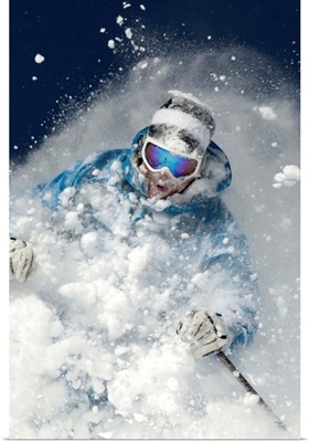 Skier In Deep Powder Snow