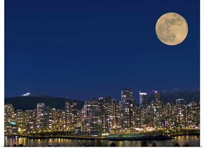 Skyline at night, Vancouver, Canada.