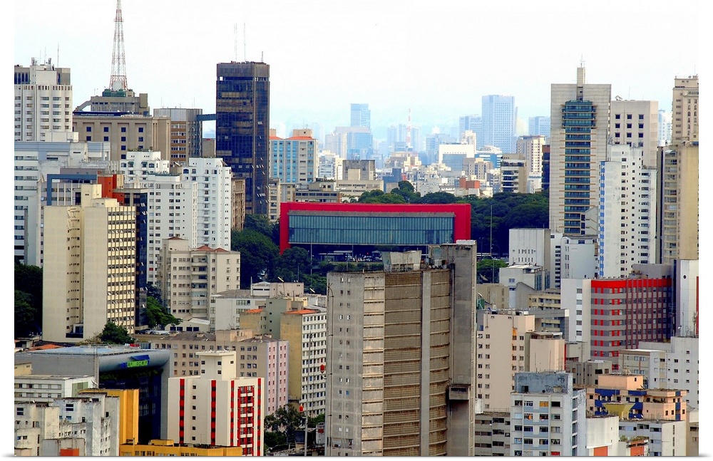 Skyline of Sao Paulo with MASP Avenida Paulista.