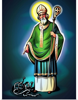 St. Patrick pointing at snakes