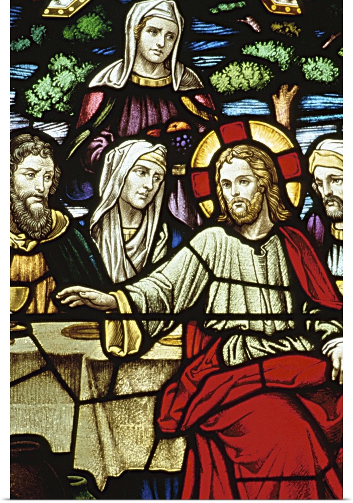 Stained glass painting of last supper