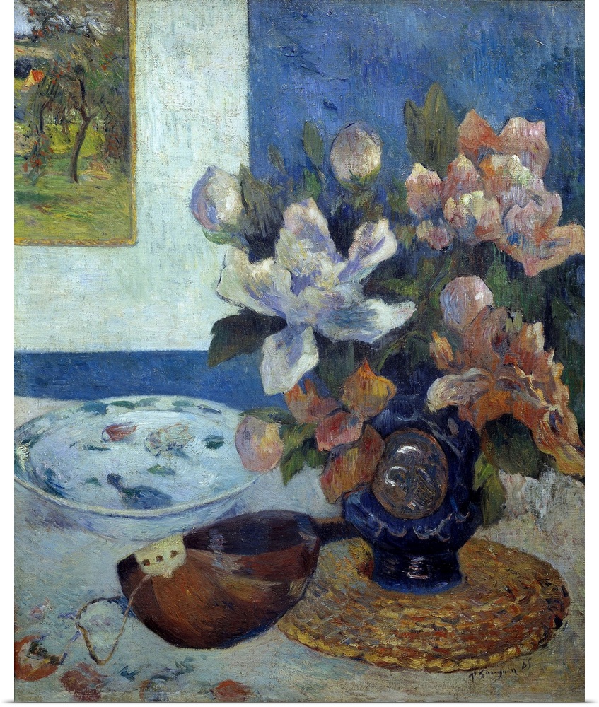Still life with a mandolin. Painting by Paul Gauguin (1848-1903), 1885. Orsay Museum, Paris.