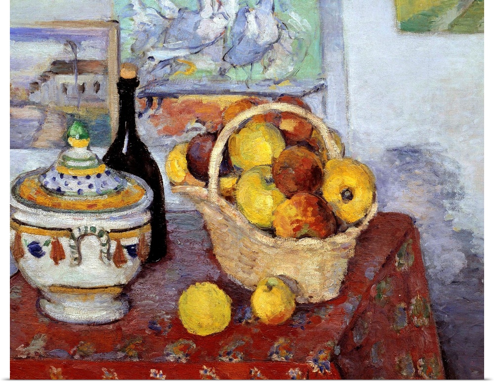 Still-life with soup tureen. Painting by Paul Cezanne (1839-1906) 1877. 0,65 x 0,81 m. Orsay Museum, Paris