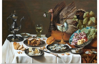 Still Life With Turkey Pie By Pieter Claesz