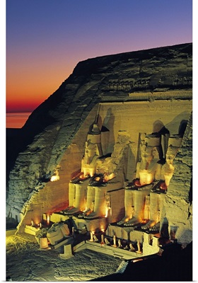 Sunset at temple of Abu Simbel, Egypt