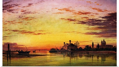 Sunset On The Laguna Of Venice, Italy By Edward William Cook