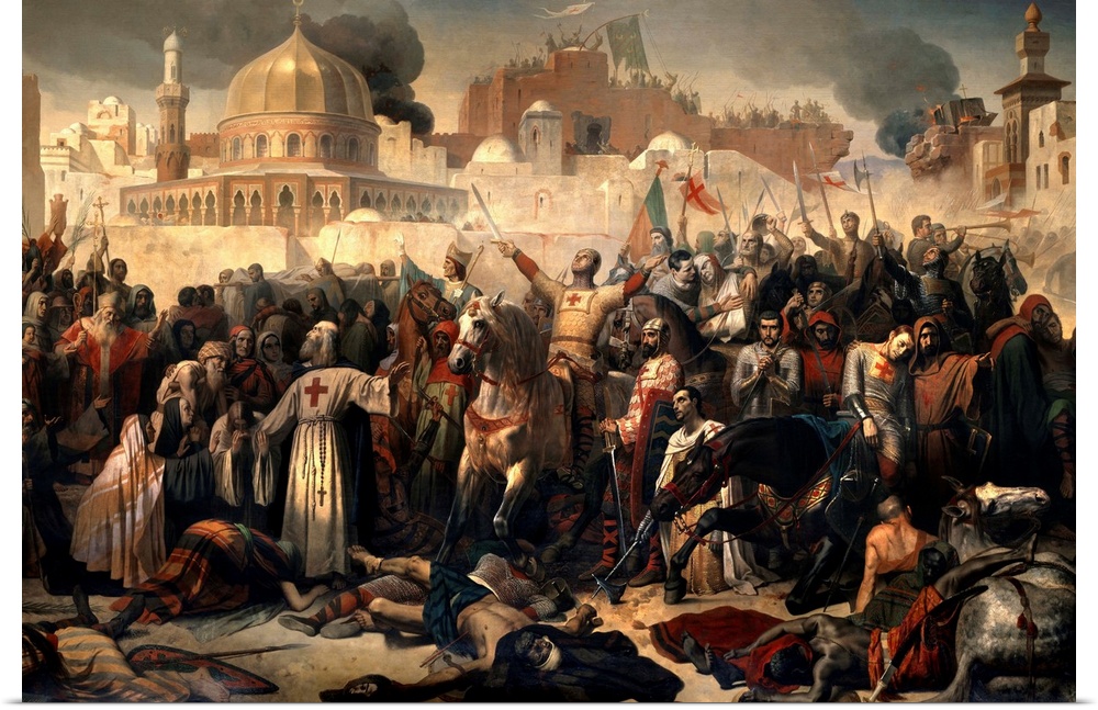 First Crusade: Taking of Jerusalem by the Crusaders, 15 July 1099. Godfrey of Bouillon ( or Godefroi - Godefroy de Bouillo...