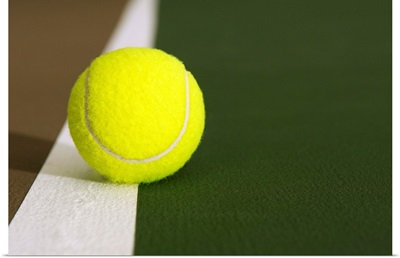 Tennis Ball On White Boundary Stripe