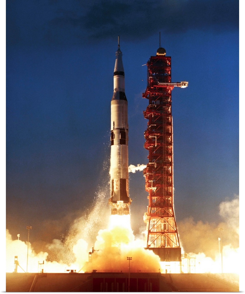 A Saturn V is test-launched from Cape Canaveral.